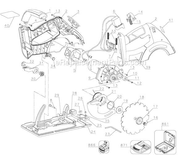Page A Diagram and Parts List for CS180B Type 1 Black and Decker Circular Saw